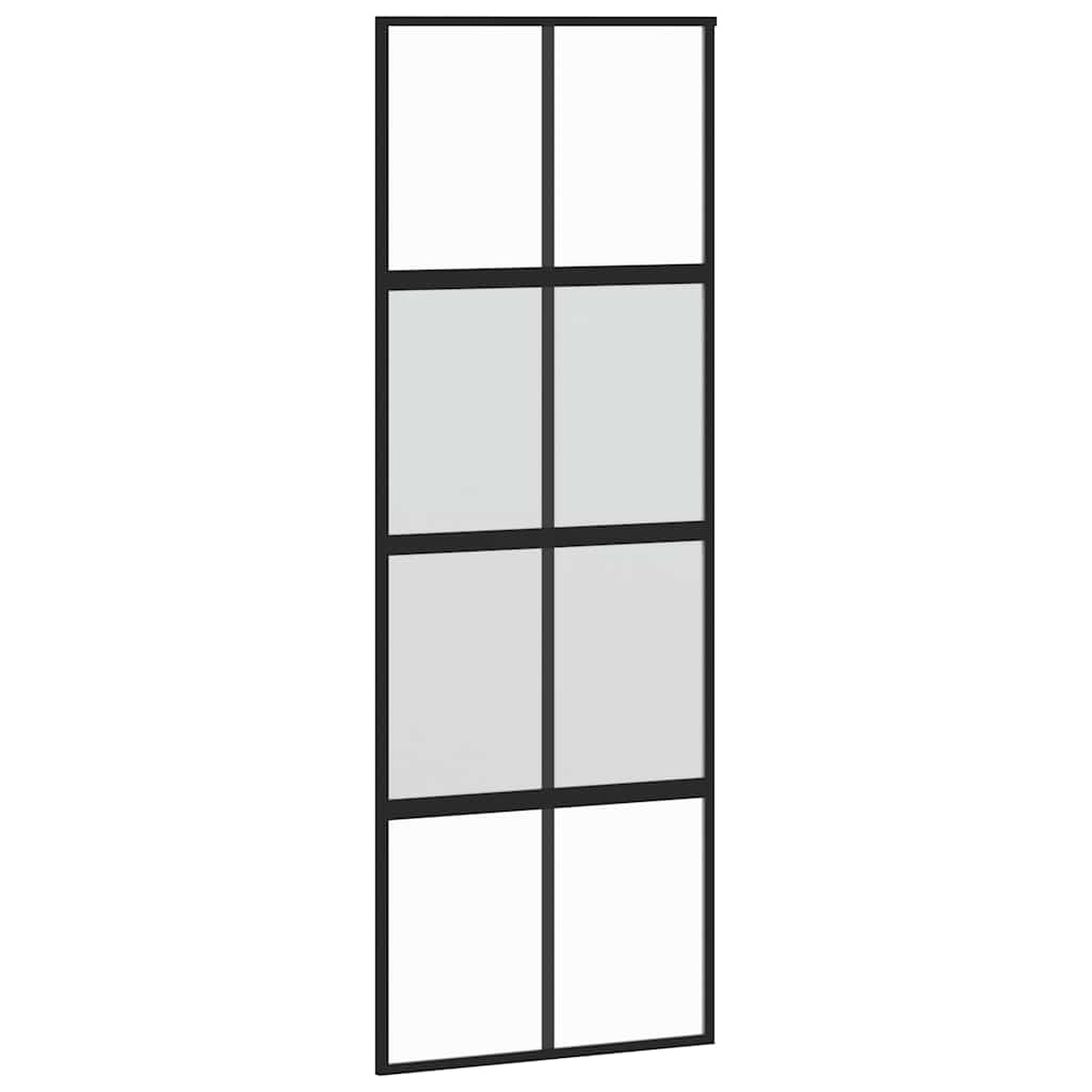 Συρόμενη πόρτα με σετ υλικού Μαύρο 76x205 cm γυαλί μετριασμένο - Pakobazaar