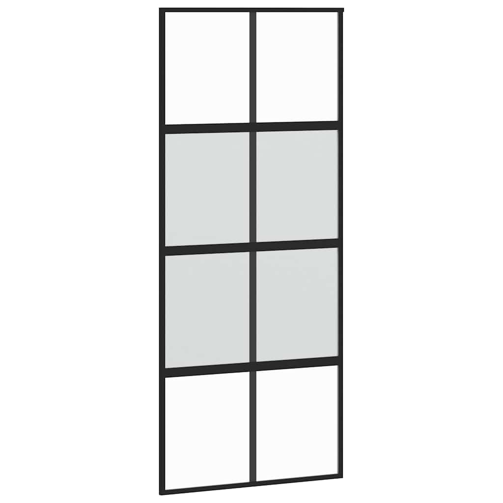 Συρόμενη πόρτα με σετ υλικού Μαύρο 90x205 cm γυαλί μετριασμένο - Pakobazaar