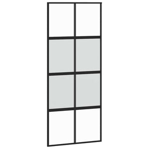 Συρόμενη πόρτα με σετ υλικού Μαύρο 90x205 cm γυαλί μετριασμένο - Pakobazaar