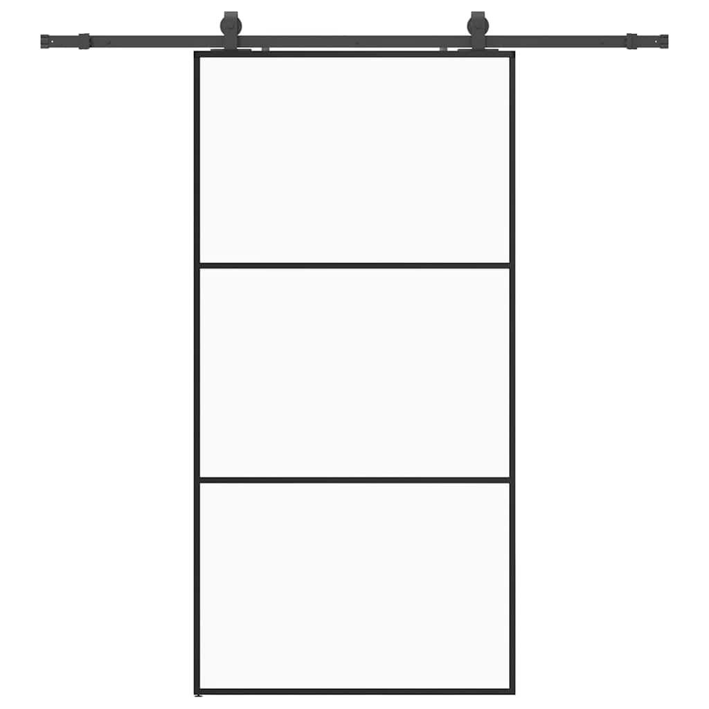 Συρόμενη πόρτα με σετ υλικού Μαύρο 102x205 cm ESG Γυαλί - Pakobazaar