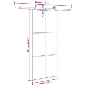 Συρόμενη Πόρτα με Μηχανισμό Μαύρο 90x205 εκ. Γυαλί ESG - Pakobazaar
