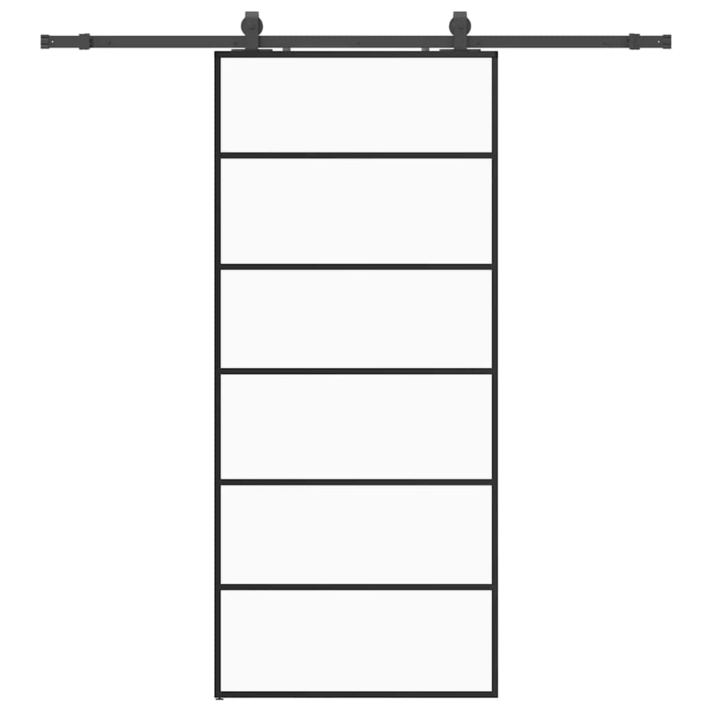 Συρόμενη Πόρτα με Μηχανισμό Μαύρο 90x205 εκ. Γυαλί ESG - Pakobazaar