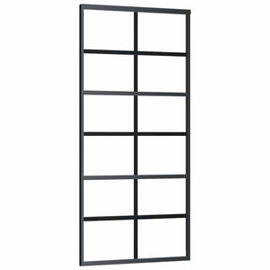 Συρόμενη Πόρτα με Μηχανισμό Μαύρο 90x205 εκ. Γυαλί ESG