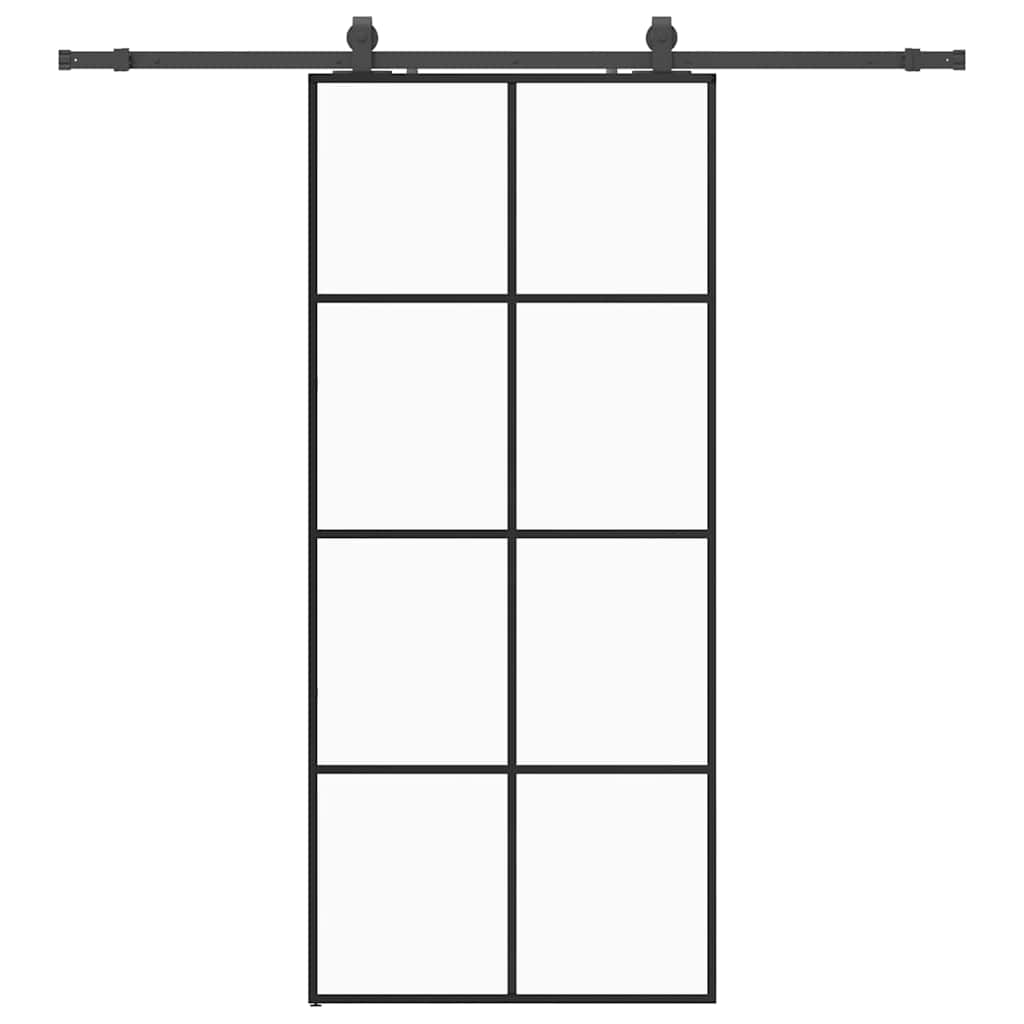 Συρόμενη Πόρτα με Μηχανισμό Μαύρο 90x205 εκ. Γυαλί ESG