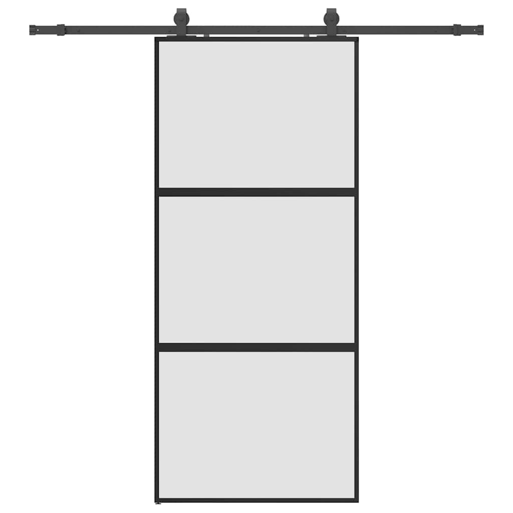 Συρόμενη πόρτα με σετ υλικού Μαύρο 90x205 cm γυαλί μετριασμένο - Pakobazaar