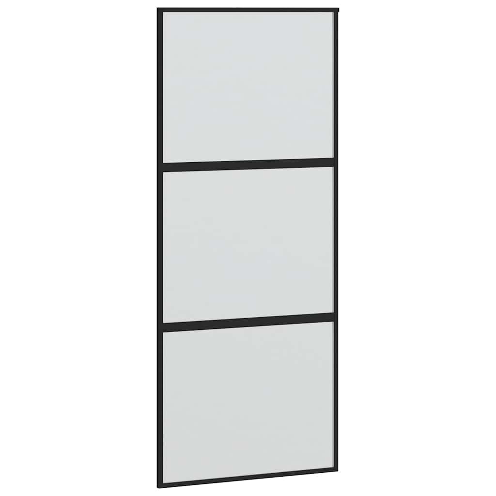 Συρόμενη πόρτα με σετ υλικού Μαύρο 90x205 cm γυαλί μετριασμένο - Pakobazaar