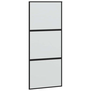 Συρόμενη πόρτα με σετ υλικού Μαύρο 90x205 cm γυαλί μετριασμένο - Pakobazaar