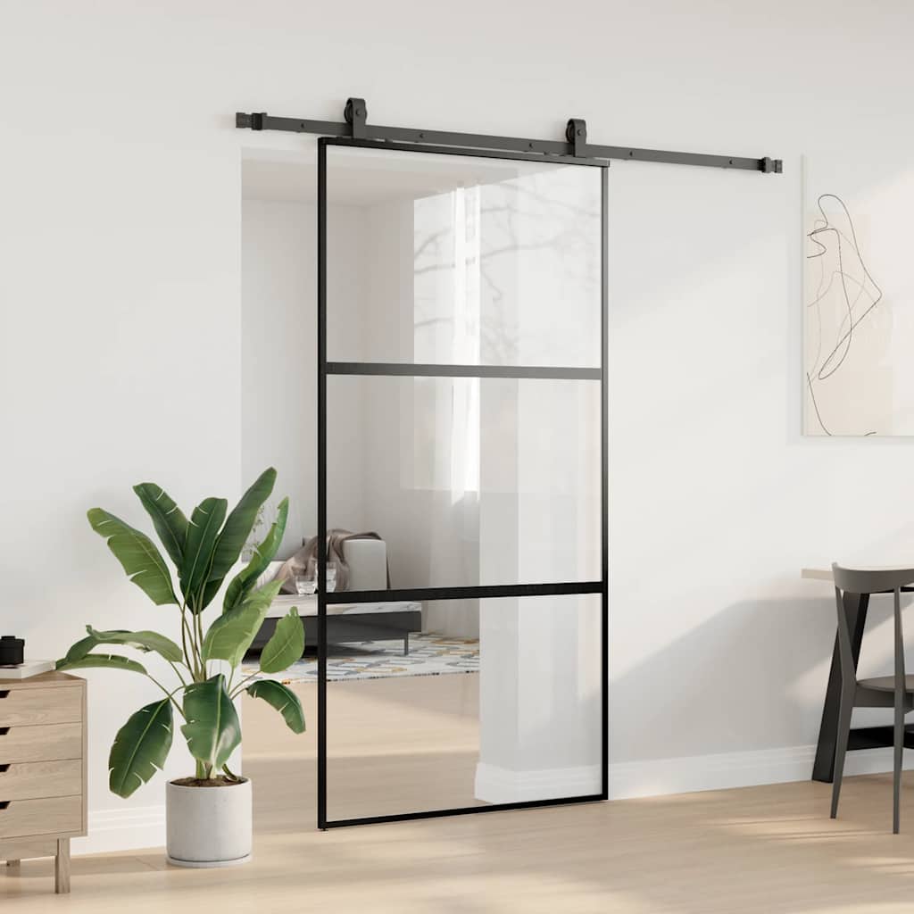 Σετ συρόμενης πόρτας με υλικό μαύρο 102,5x205 cm