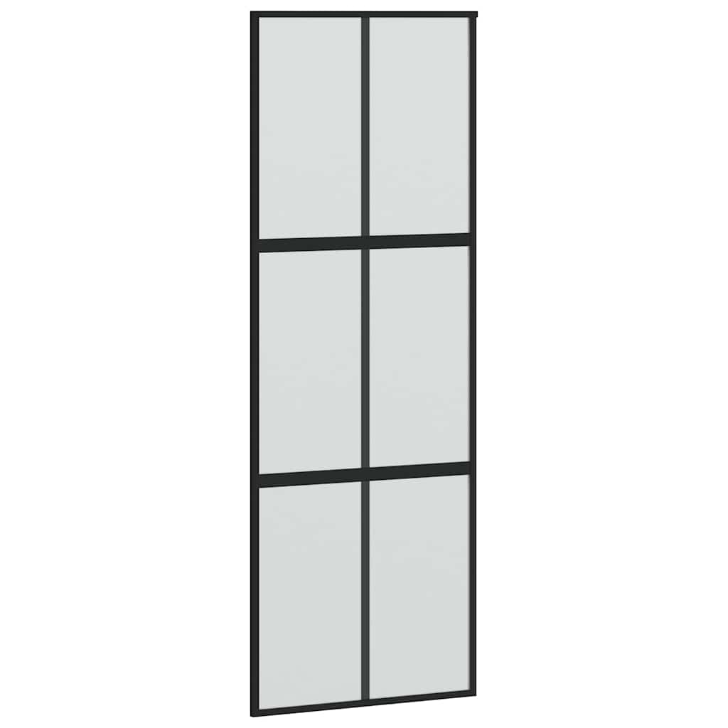 Συρόμενη πόρτα με σετ υλικού Μαύρο 90x205 cm γυαλί μετριασμένο - Pakobazaar