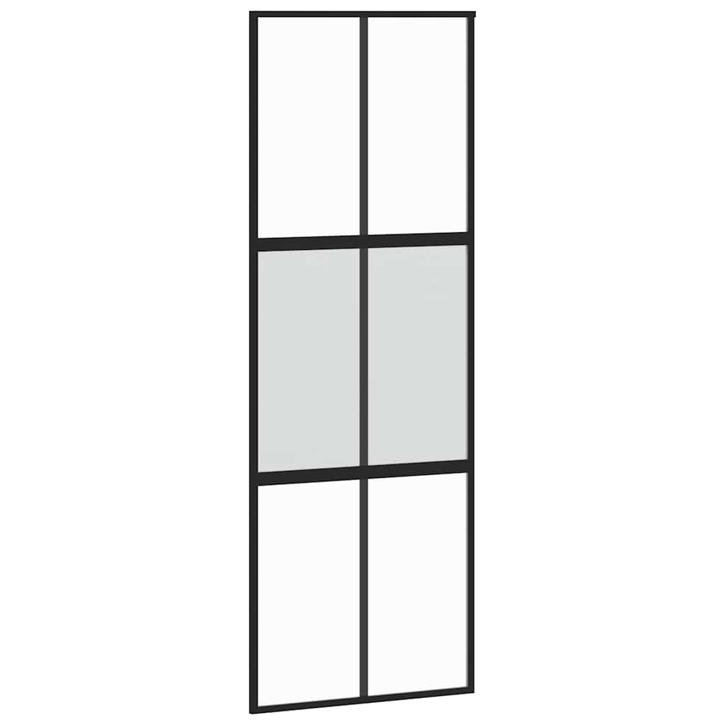 Συρόμενη πόρτα με σετ υλικού Μαύρο 76x205 cm γυαλί μετριασμένο - Pakobazaar
