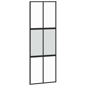 Συρόμενη πόρτα με σετ υλικού Μαύρο 76x205 cm γυαλί μετριασμένο - Pakobazaar
