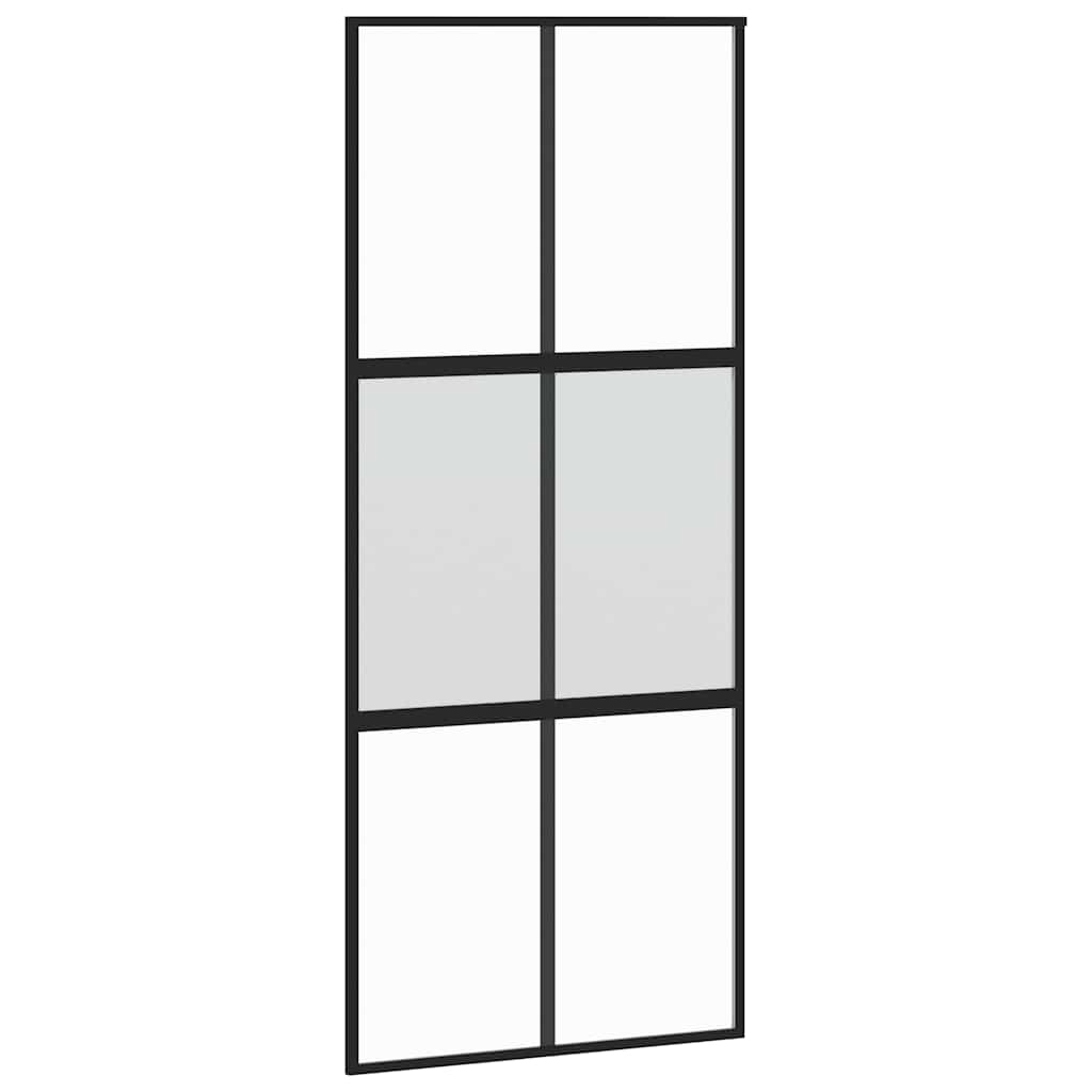 Συρόμενη πόρτα με σετ υλικού Μαύρο 90x205 cm γυαλί μετριασμένο