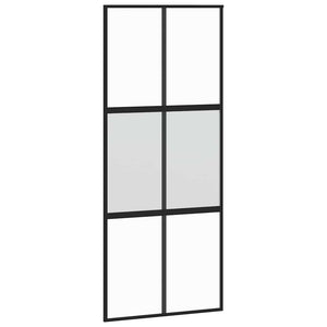 Συρόμενη πόρτα με σετ υλικού Μαύρο 90x205 cm γυαλί μετριασμένο