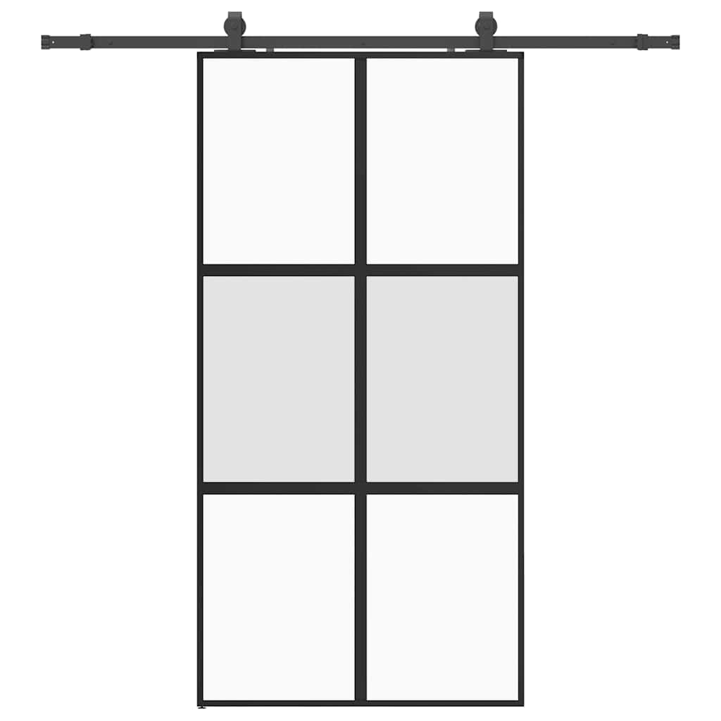 Σετ συρόμενης πόρτας με υλικό μαύρο 102,5x205 cm - Pakobazaar