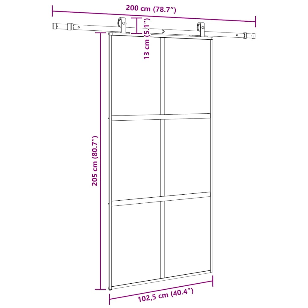 Σετ συρόμενης πόρτας με υλικό μαύρο 102,5x205 cm - Pakobazaar