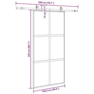 Σετ συρόμενης πόρτας με υλικό μαύρο 102,5x205 cm - Pakobazaar