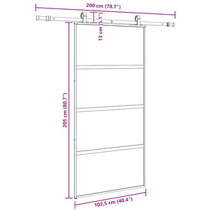 Σετ συρόμενης πόρτας με υλικό μαύρο 102,5x205 cm