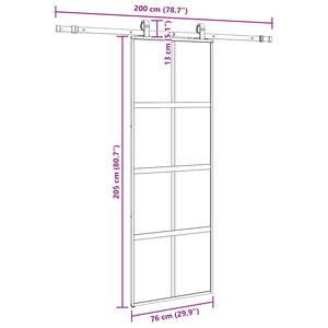 Συρόμενη πόρτα με σετ υλικού Μαύρο 76x205 cm γυαλί μετριασμένο