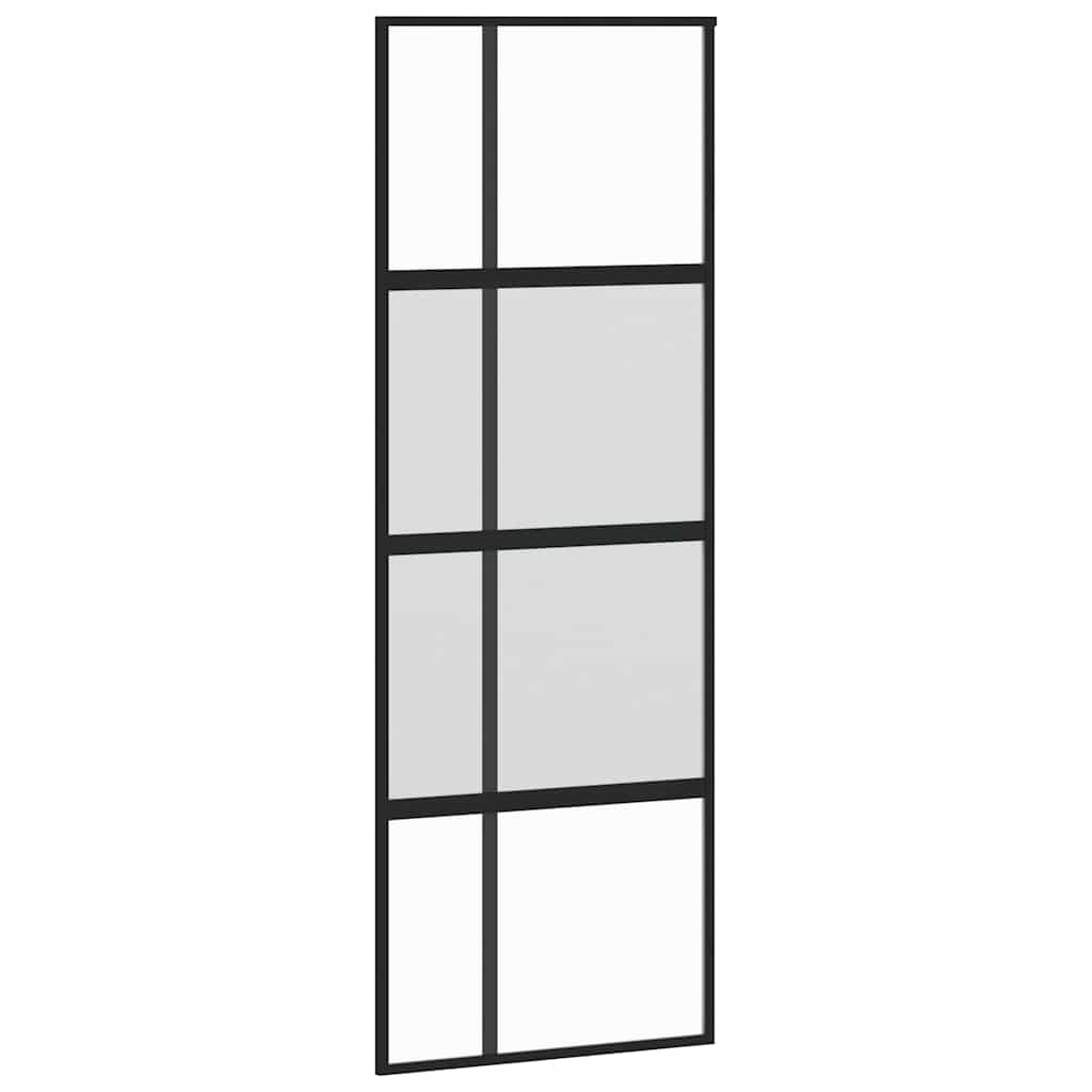Συρόμενη πόρτα με σετ υλικού Μαύρο 76x205 cm γυαλί μετριασμένο - Pakobazaar