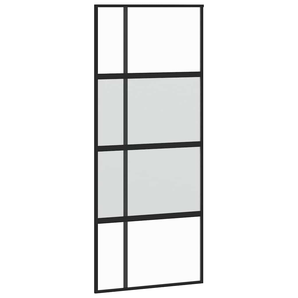 Συρόμενη πόρτα με σετ υλικού Μαύρο 90x205 cm γυαλί μετριασμένο