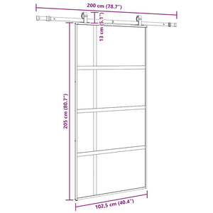 Σετ συρόμενης πόρτας με υλικό μαύρο 102,5x205 cm