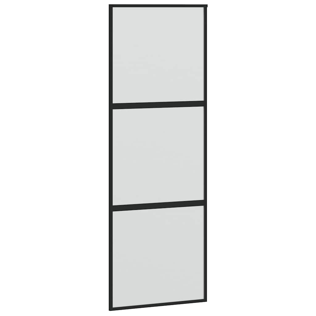Συρόμενη πόρτα με σετ υλικού Μαύρο 76x205 cm γυαλί μετριασμένο - Pakobazaar