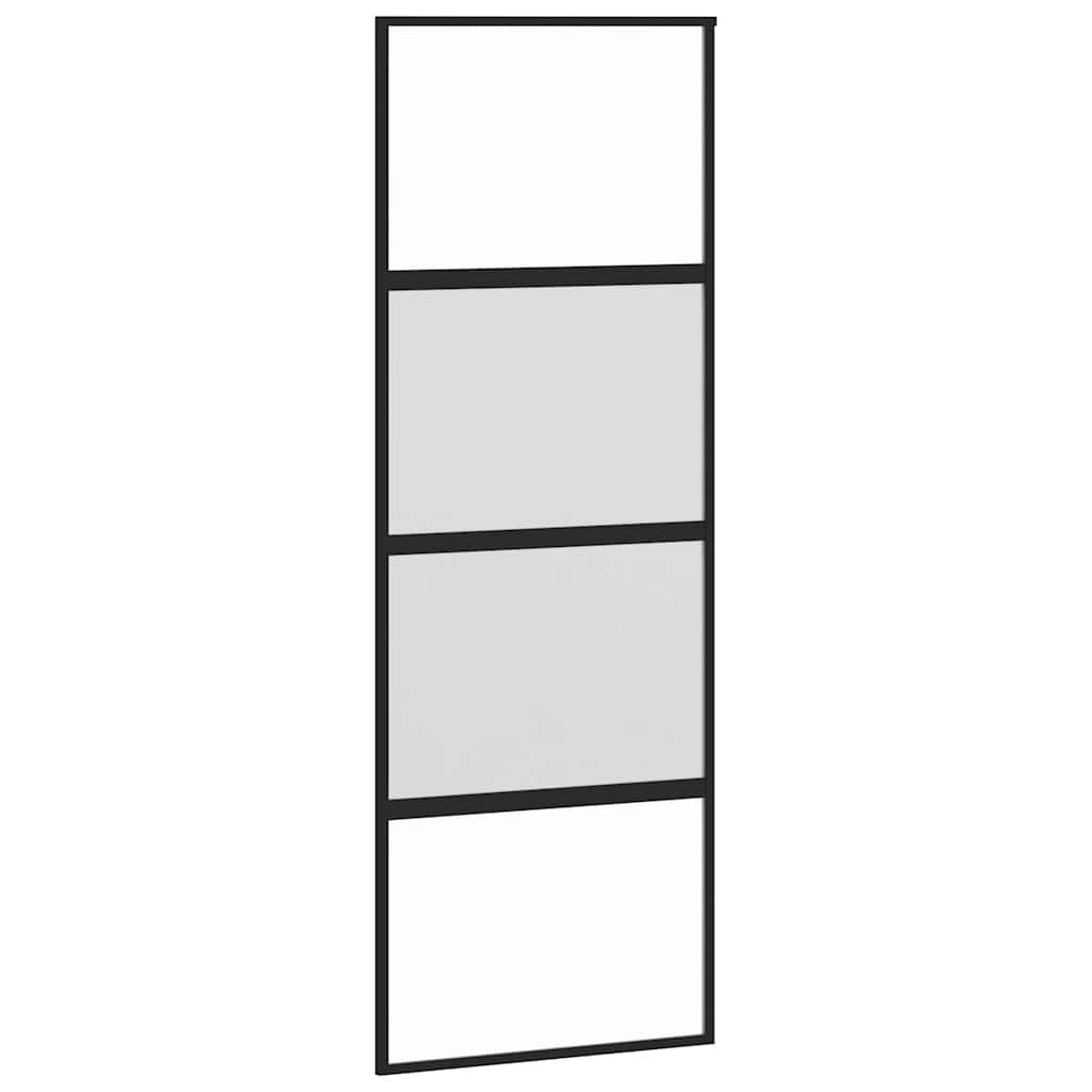 Συρόμενη πόρτα με σετ υλικού Μαύρο 76x205 cm γυαλί μετριασμένο