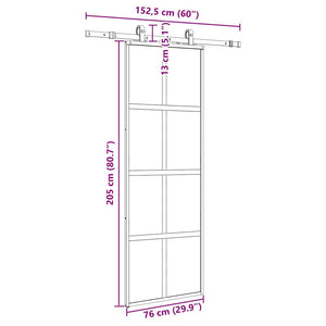 Συρόμενη πόρτα με σετ υλικού Μαύρο 76x205 cm γυαλί μετριασμένο - Pakobazaar