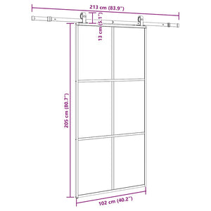 Συρόμενη πόρτα με σετ υλικού Μαύρο 102x205 cm ESG Γυαλί