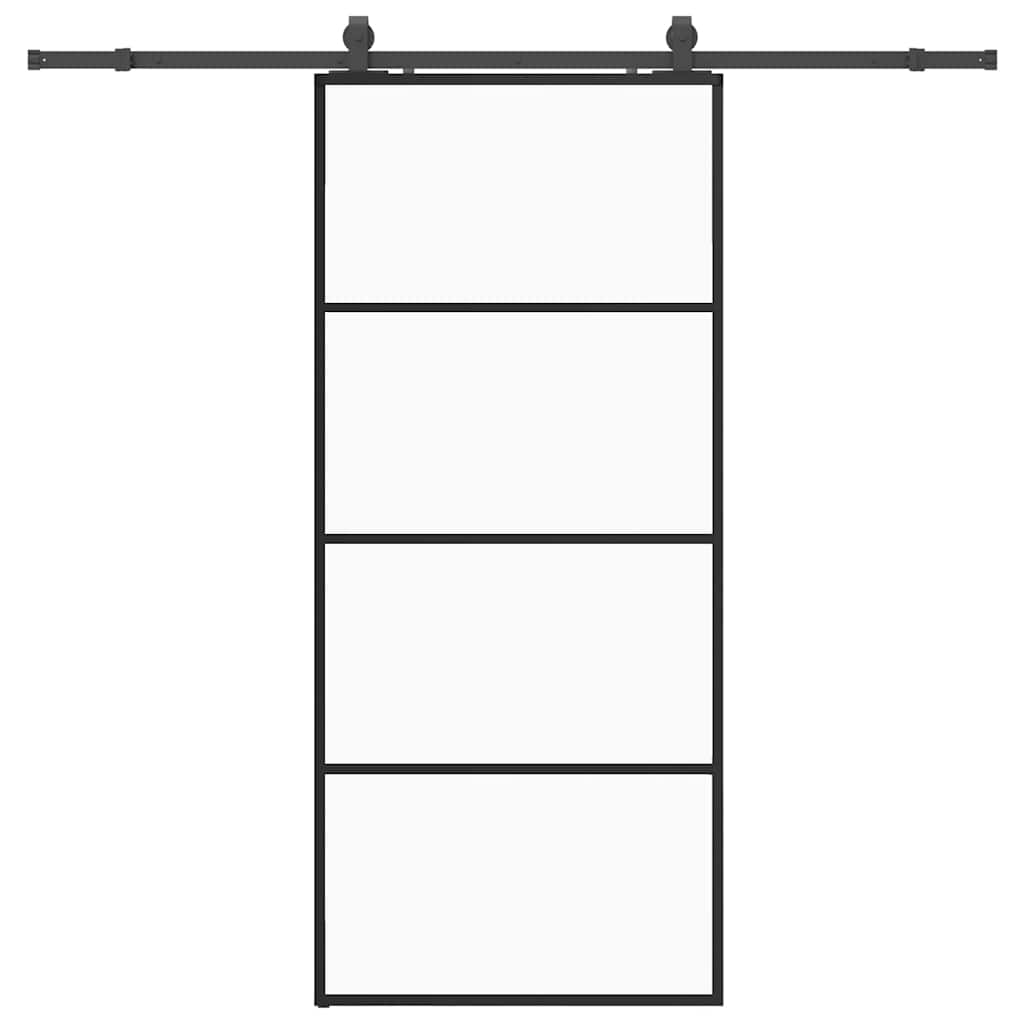 Συρόμενη Πόρτα με Μηχανισμό Μαύρο 90x205 εκ. Γυαλί ESG