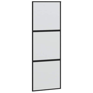 Συρόμενη πόρτα με σετ υλικού Μαύρο 76x205 cm γυαλί μετριασμένο