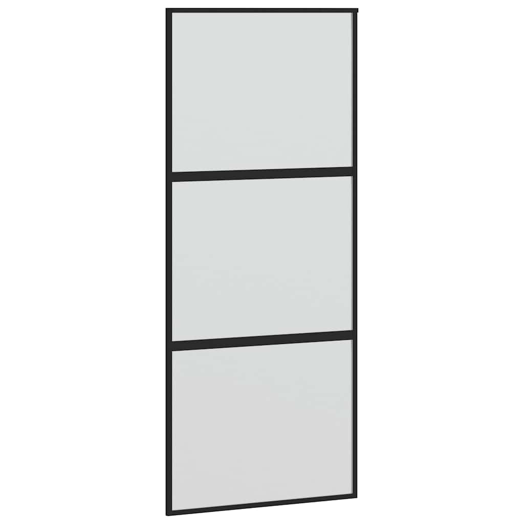 Συρόμενη πόρτα με σετ υλικού Μαύρο 90x205 cm γυαλί μετριασμένο