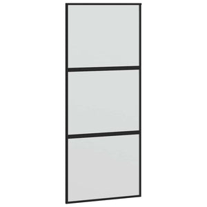 Συρόμενη πόρτα με σετ υλικού Μαύρο 90x205 cm γυαλί μετριασμένο