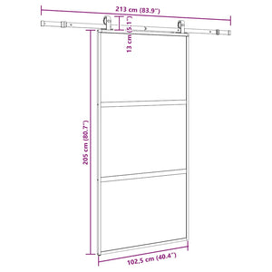 Σετ συρόμενης πόρτας με υλικό μαύρο 102,5x205 cm