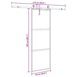 Συρόμενη πόρτα με σετ υλικού Μαύρο 76x205 cm γυαλί μετριασμένο - Pakobazaar