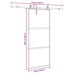 Συρόμενη πόρτα με σετ υλικού Μαύρο 90x205 cm γυαλί μετριασμένο