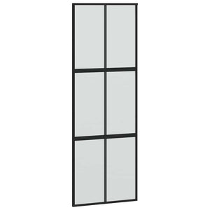 Συρόμενη πόρτα με σετ υλικού Μαύρο 76x205 cm γυαλί μετριασμένο