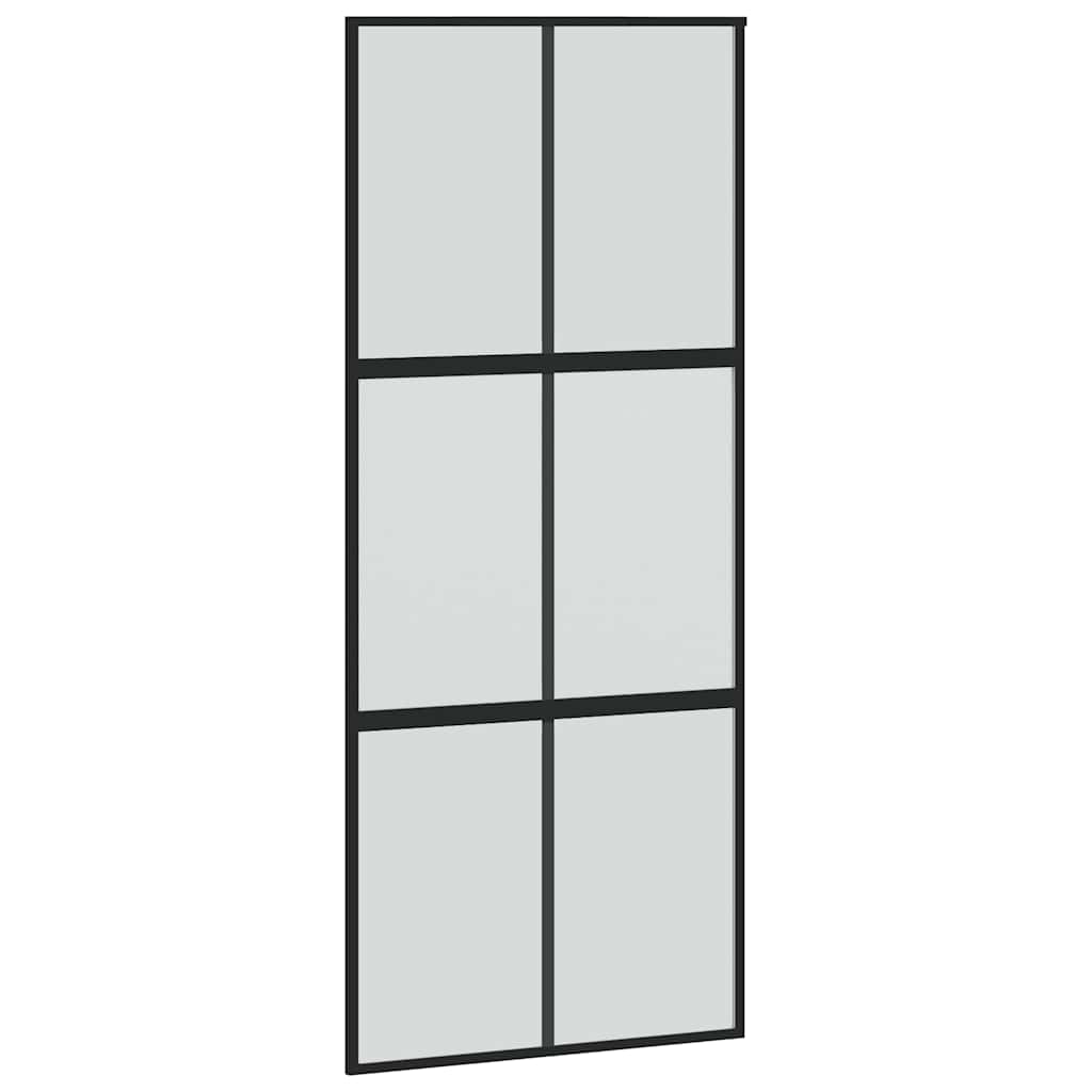 Συρόμενη πόρτα με σετ υλικού Μαύρο 90x205 cm γυαλί μετριασμένο