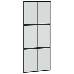 Συρόμενη πόρτα με σετ υλικού Μαύρο 90x205 cm γυαλί μετριασμένο