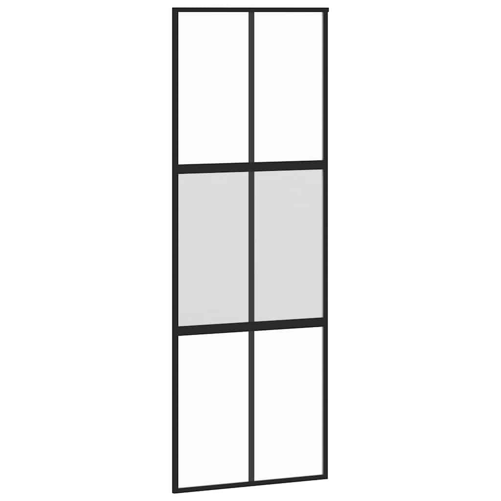 Συρόμενη πόρτα με σετ υλικού Μαύρο 76x205 cm γυαλί μετριασμένο - Pakobazaar