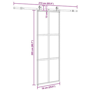 Συρόμενη πόρτα με σετ υλικού Μαύρο 76x205 cm γυαλί μετριασμένο - Pakobazaar
