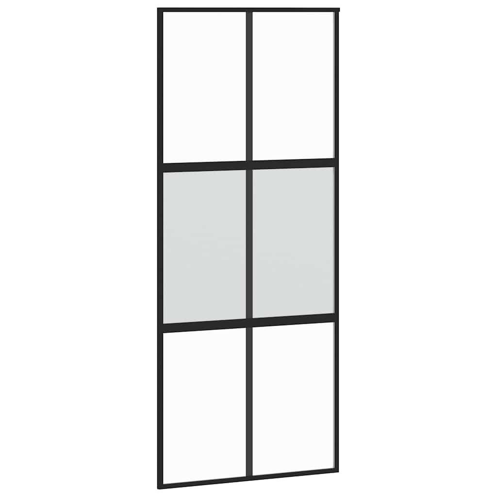 Συρόμενη πόρτα με σετ υλικού Μαύρο 90x205 cm γυαλί μετριασμένο - Pakobazaar
