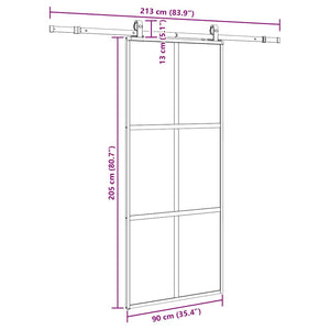 Συρόμενη πόρτα με σετ υλικού Μαύρο 90x205 cm γυαλί μετριασμένο - Pakobazaar