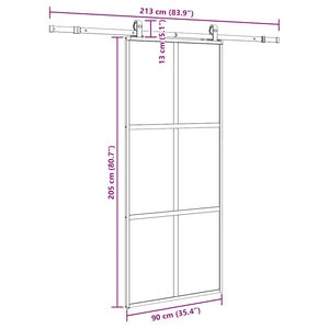 Συρόμενη πόρτα με σετ υλικού Μαύρο 90x205 cm γυαλί μετριασμένο