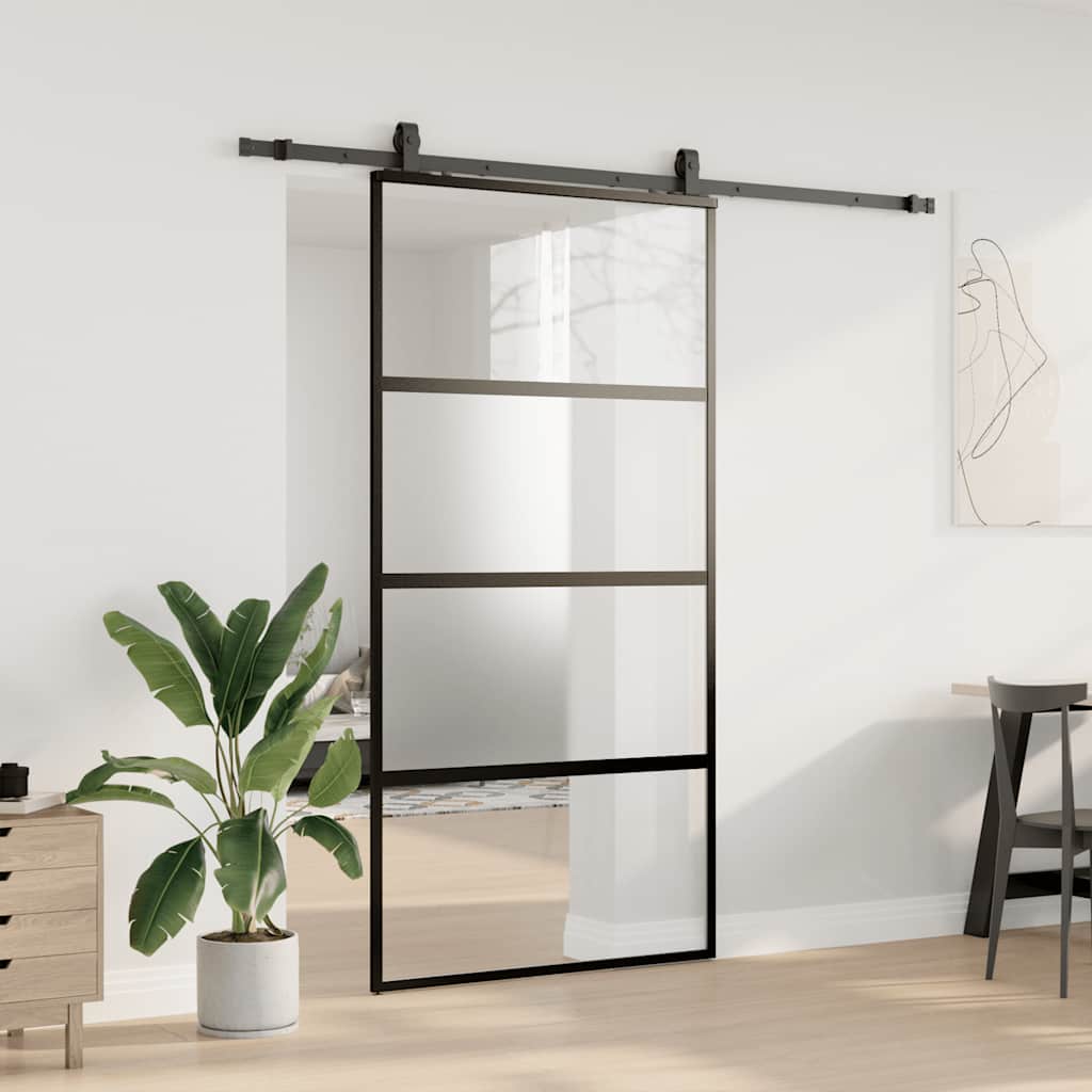 Σετ συρόμενης πόρτας με υλικό μαύρο 102,5x205 cm