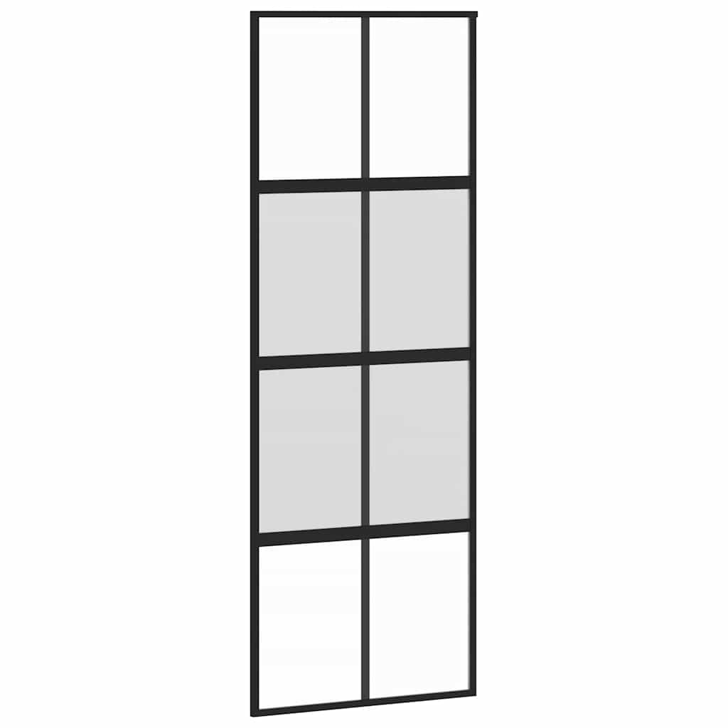 Συρόμενη πόρτα με σετ υλικού Μαύρο 76x205 cm γυαλί μετριασμένο - Pakobazaar