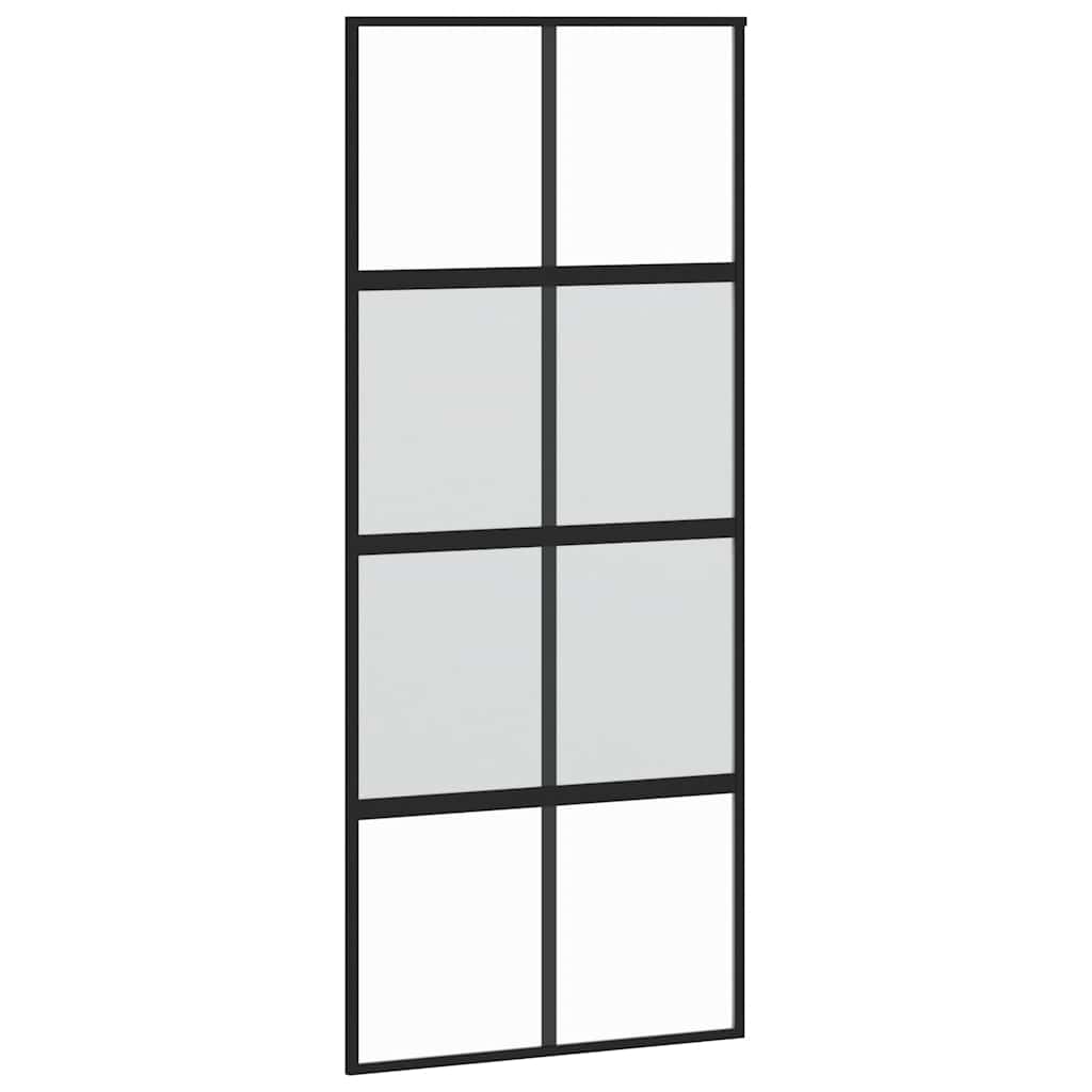 Συρόμενη πόρτα με σετ υλικού Μαύρο 90x205 cm γυαλί μετριασμένο - Pakobazaar