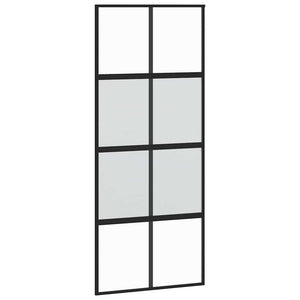 Συρόμενη πόρτα με σετ υλικού Μαύρο 90x205 cm γυαλί μετριασμένο - Pakobazaar