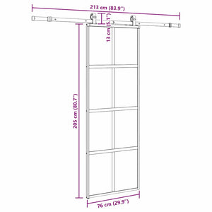 Συρόμενη πόρτα με σετ υλικού Μαύρο 76x205 cm γυαλί μετριασμένο