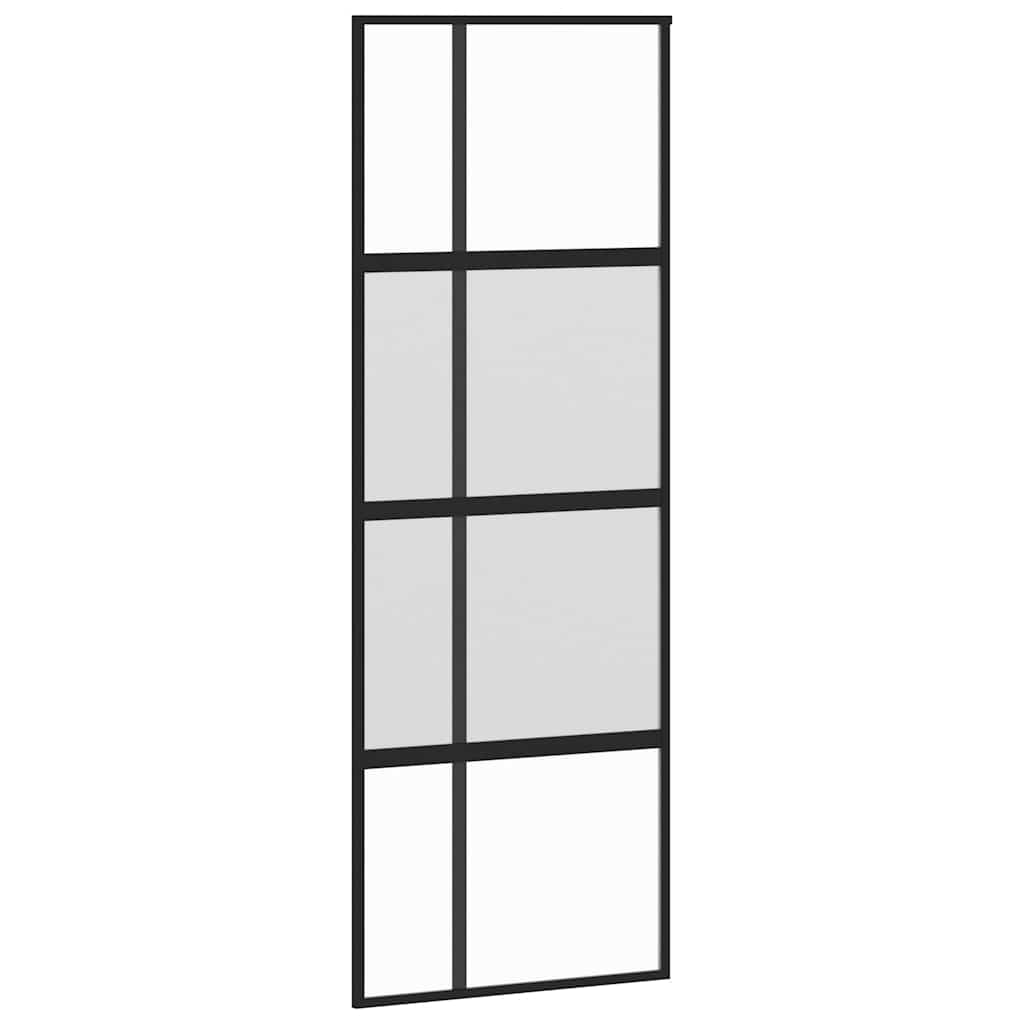 Συρόμενη πόρτα με σετ υλικού Μαύρο 76x205 cm γυαλί μετριασμένο